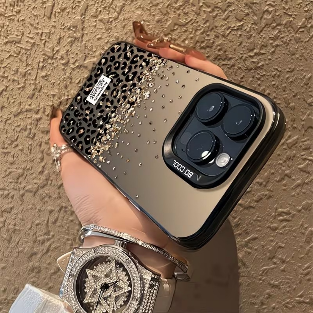 Phone Cases Rugged - 레오파드 스펙클드 골드 무광 마감 폰
