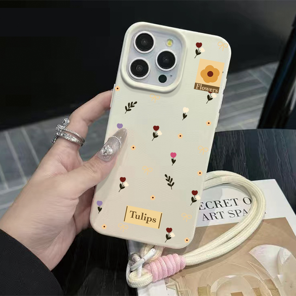 Phone Cases With Straps - 튤립 보우 스트랩 로프 폰 케이스