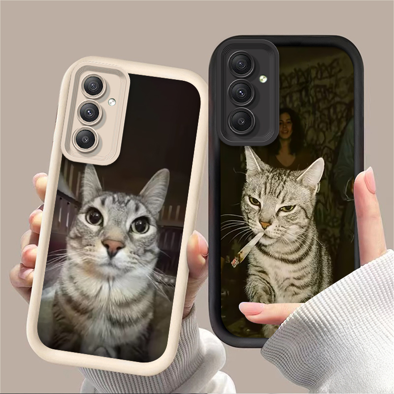 Phone Cases Trendy - 트렌디한 고양이 흡연하는 디자인의 삼성 갤럭시