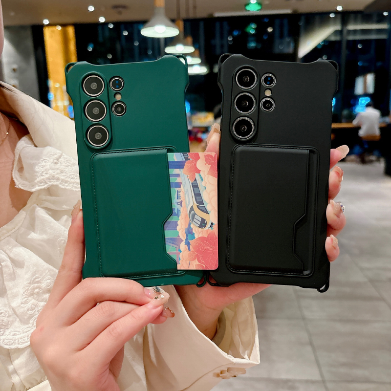 Phone Cases With Wallet - 액상 실리콘 지갑 카드 슬롯 사각