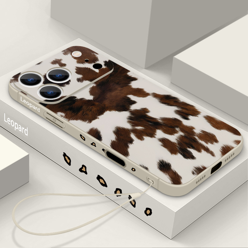 Phone Cases With Straps - 레오파드 프린트 TPU 폰 케이스 (아이폰