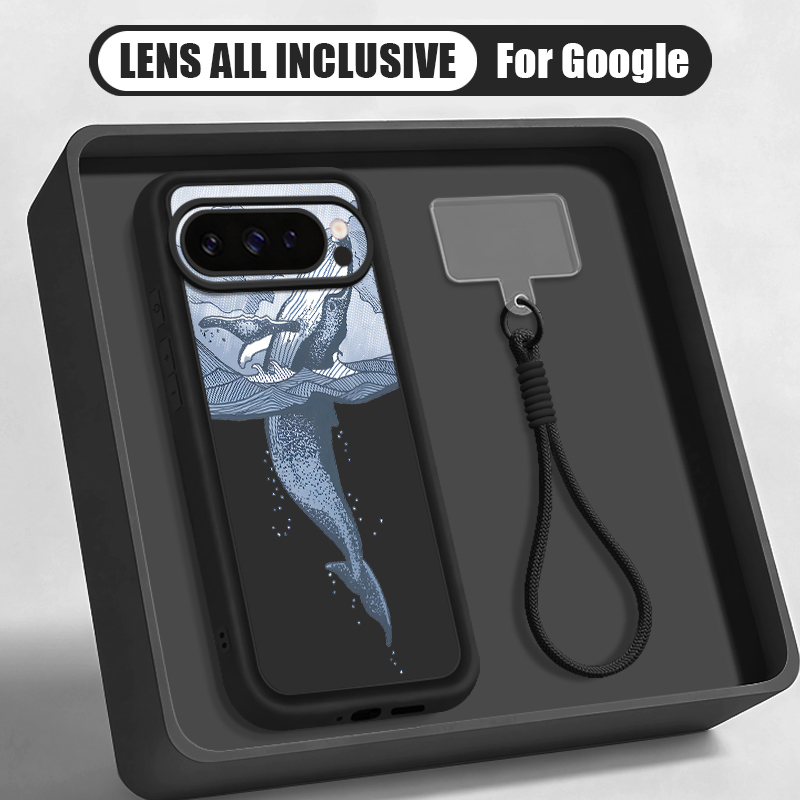Phone Cases With Straps - 혹등고래 프린트 손목 스트랩 끈 케이스