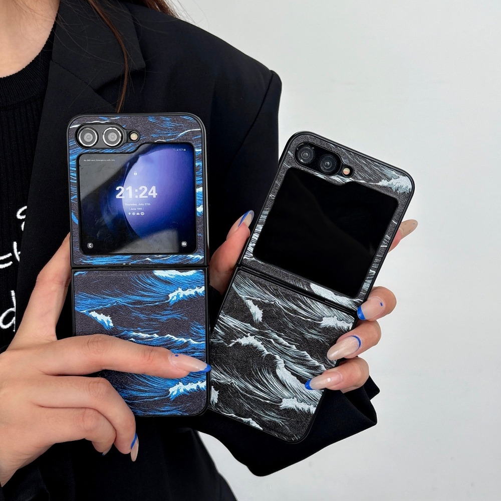 Phone Cases Drawing - 웨이브 페인팅 패턴 마그네틱 폰 케이스