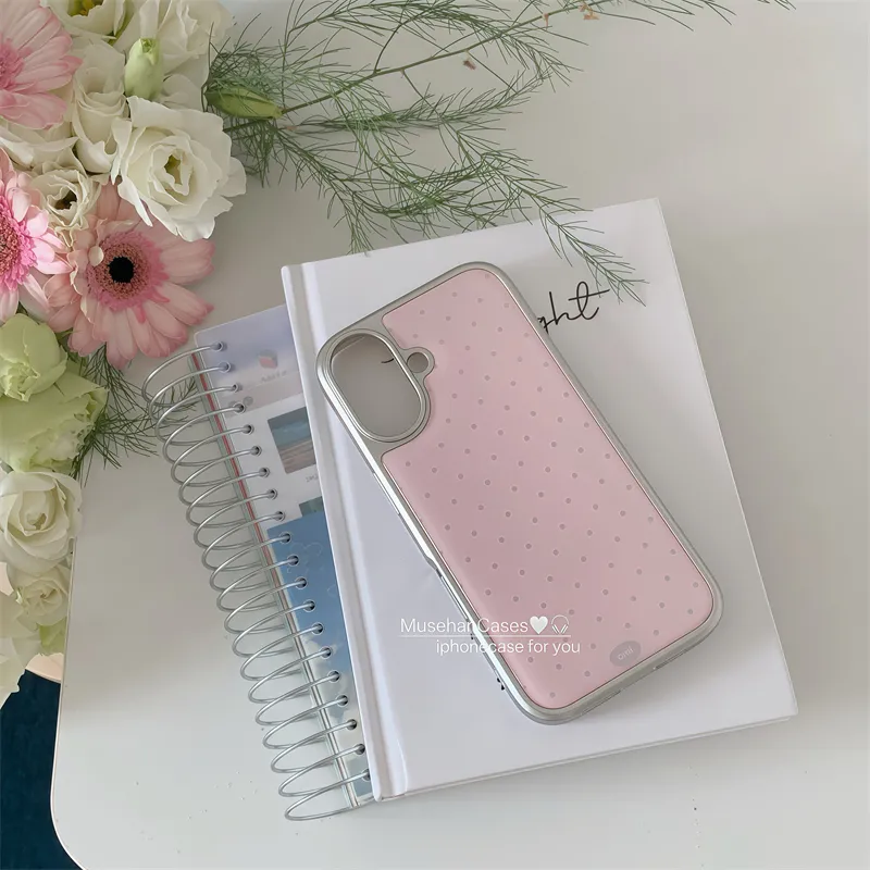 Phone Cases Drawing - 한국 인스 크림 핑크 물방울 무늬