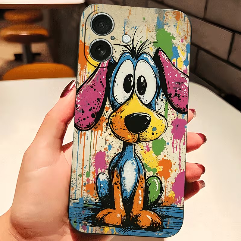 Phone Cases Bulk - 그래피티 컬러 강아지 TPU 폰 케이스