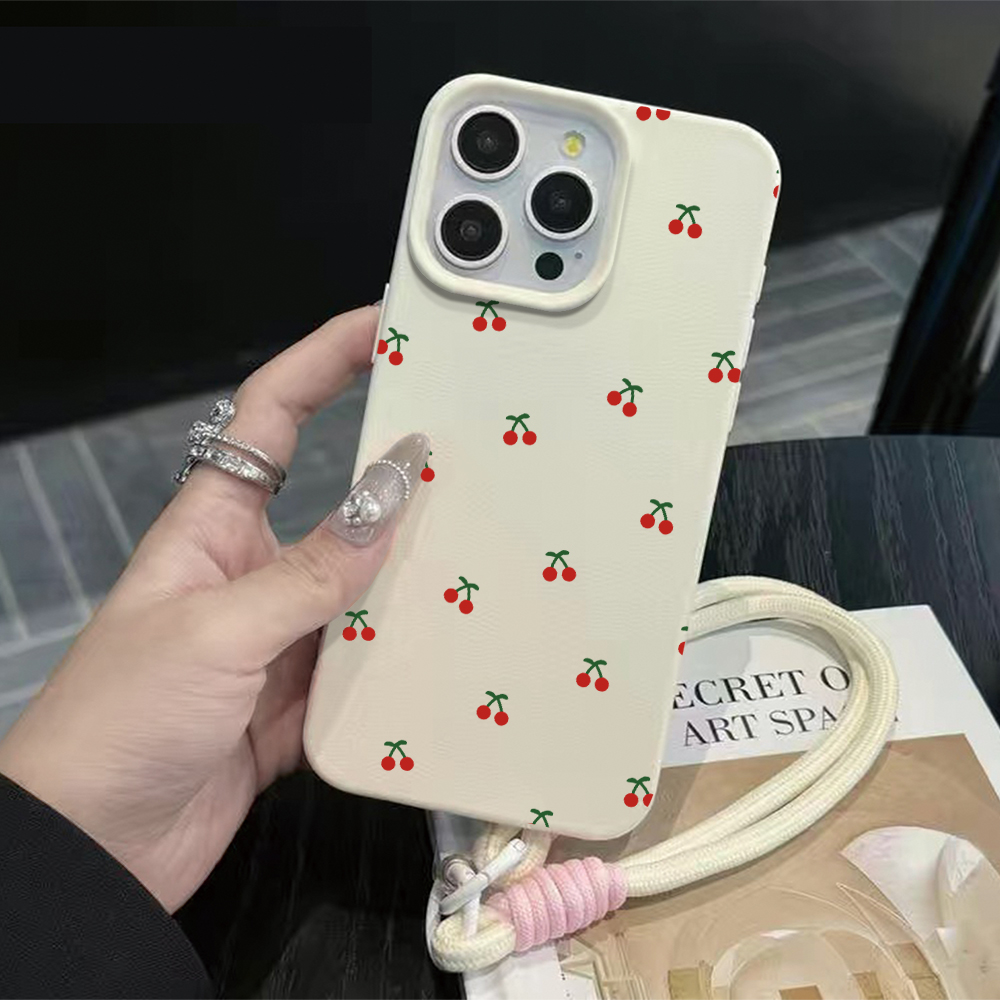 Phone Cases With Straps - 리틀 체리 스트랩 로프 폰 케이스