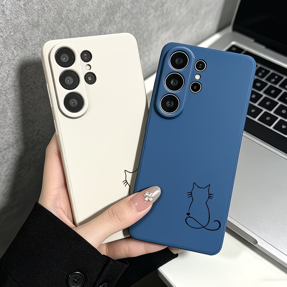Phone Cases Drawing - 미니멀리즘 라인 아트 고양이 스케치 패턴