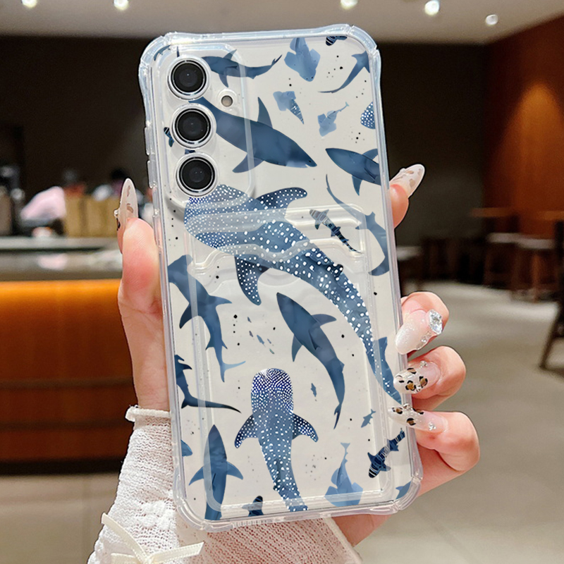 Phone Cases With Wallet - 바다 상어 고래 삼성 갤럭시 A56