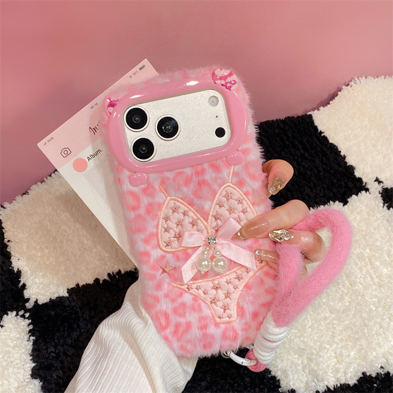 Phone Cases Iphone 15 - 럭셔리 레오파드 프린트 비키니 패턴 플러시