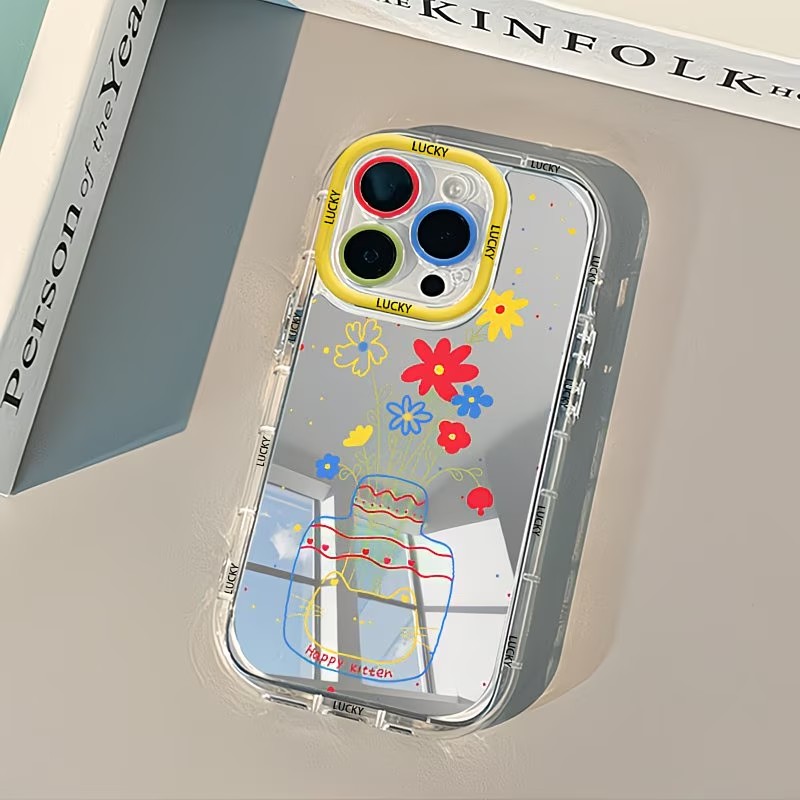 Phone Cases Bulk - 여름 데이지 고양이 꽃병 디자인 미러