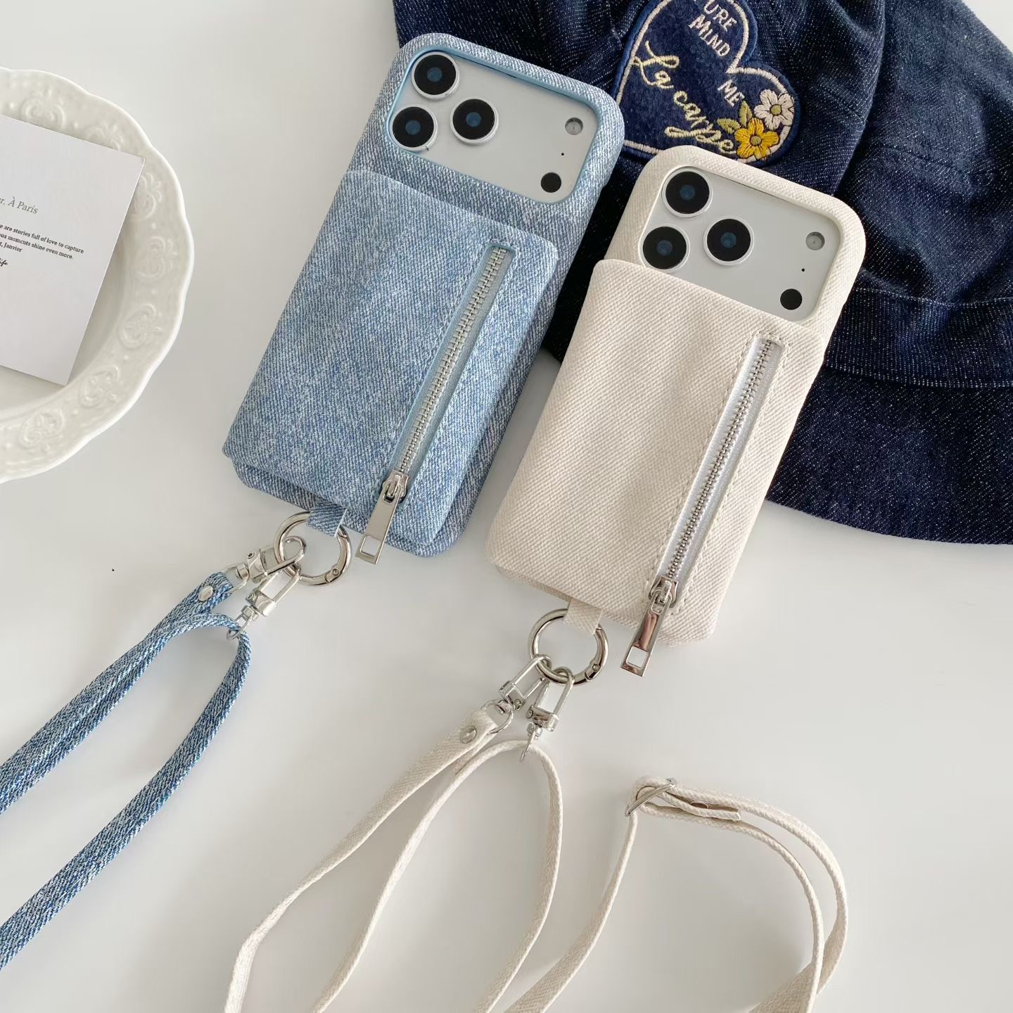 Phone Cases With Wallet - 청바지 지퍼 머니 월렛 카드 케이스