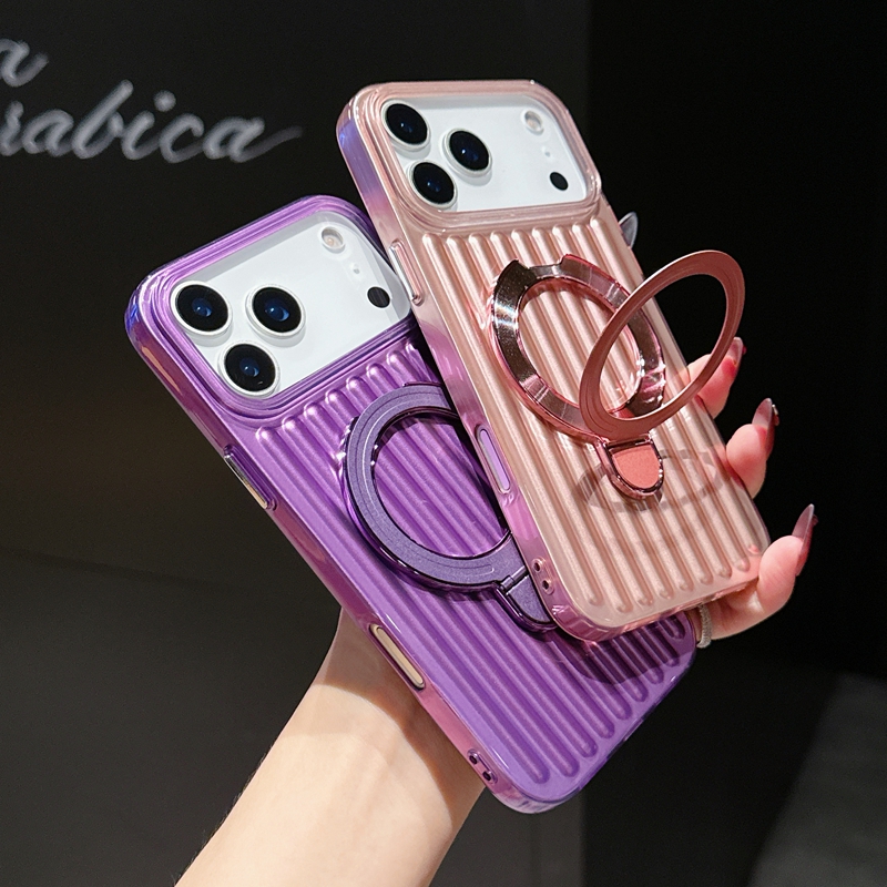 Ring Stand Case - 럭셔리 스트라이프 링 홀더 마그네틱 폰