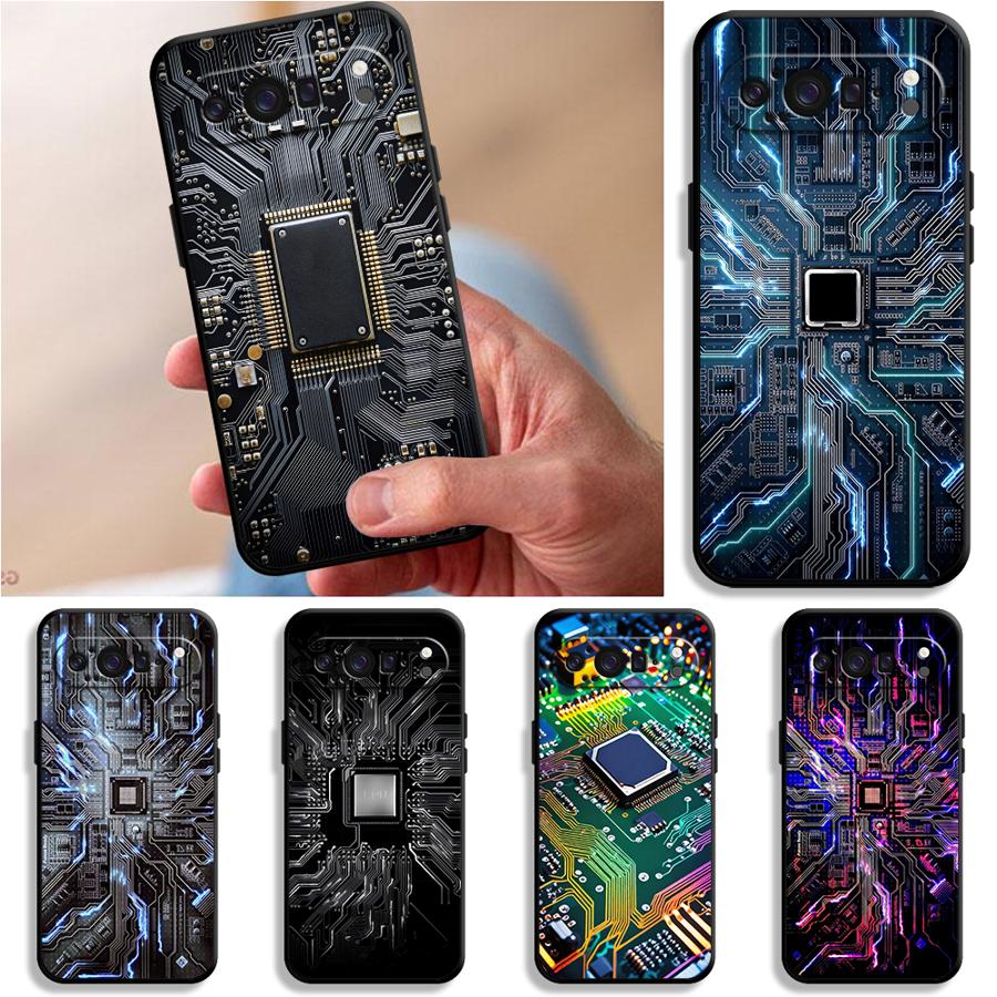 Phone Cases Google Pixel 9A - 레트로 회로 기판 디자인 펀다 폰