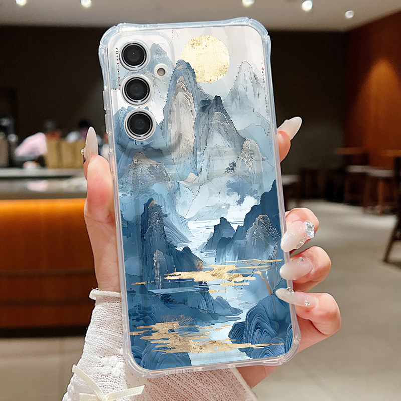 Phone Cases With Wallet - 산악 풍경 패턴 폰 케이스 삼성