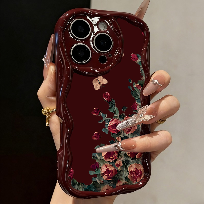 Phone Cases Drawing - 레트로 유화 꽃무늬 아이폰 17 16