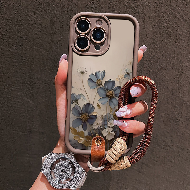 블루 플라워 랜야드 스트랩 로프 폰 케이스 삼성 갤럭시 - Phone Cases With Straps 리뷰 및 가격
