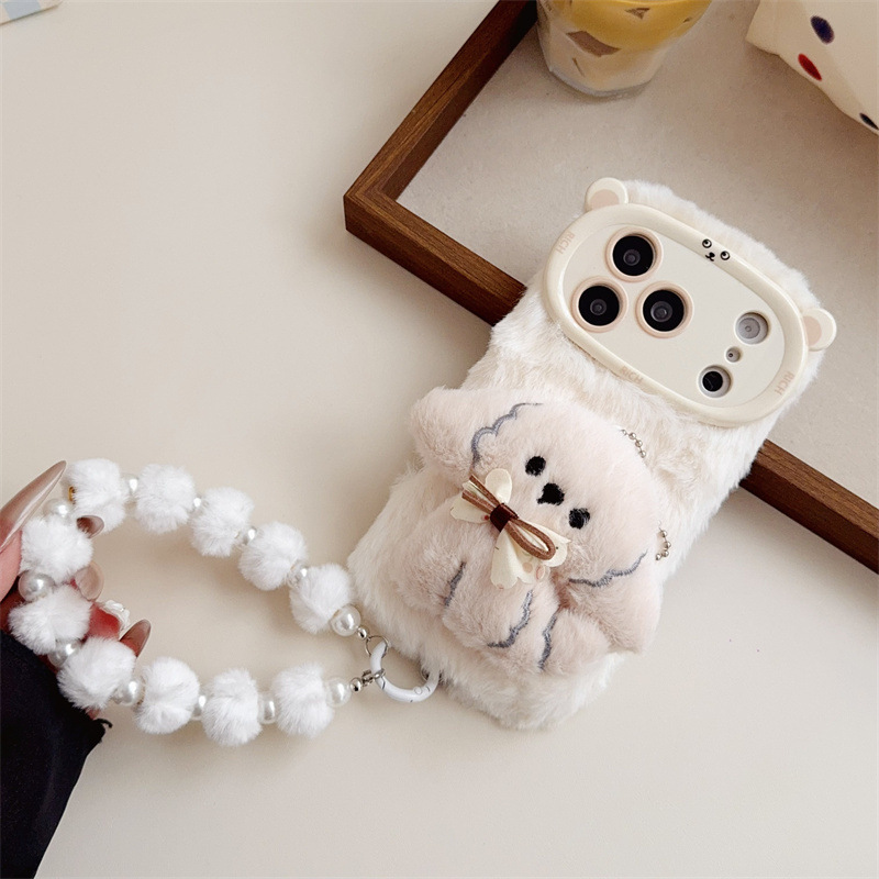 3D 만화 리본 강아지 따뜻하고 폭신한 플러시 폰 케이 - Phone Cases Iphone 15 리뷰 및 가격