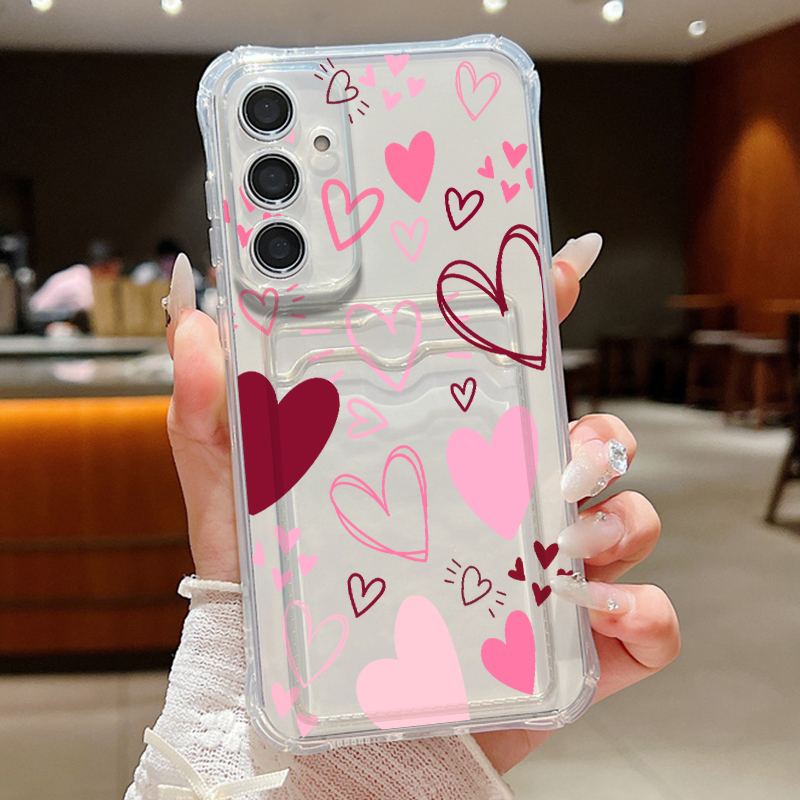 사랑 하트 잎사귀 패턴 투명 폰 케이스 삼성 갤럭시 A - Phone Cases With Wallet 리뷰 및 가격