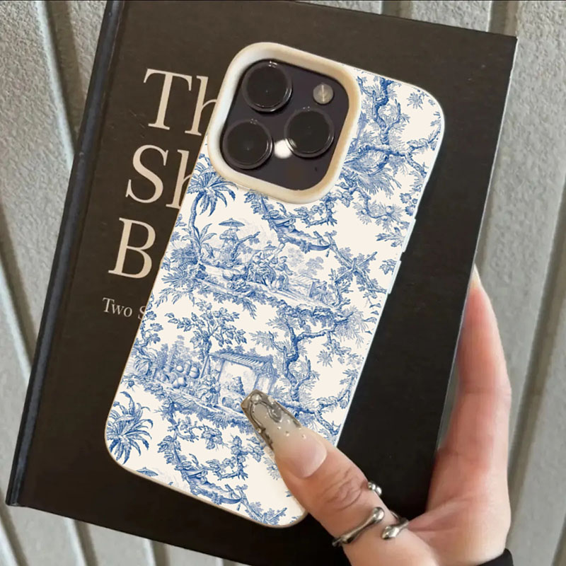 패션 블루 화이트 도자기 폰 케이스 (아이폰 17 16 - Phone Cases Trendy 리뷰 및 가격