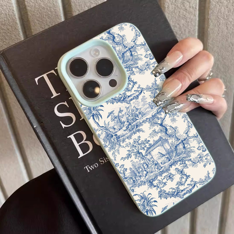 패션 블루 화이트 도자기 폰 케이스 (아이폰 17 16 - Phone Cases Trendy 리뷰 및 가격