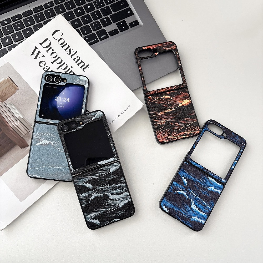 웨이브 페인팅 패턴 마그네틱 폰 케이스 삼성 갤럭시 Z - Phone Cases Drawing 리뷰 및 가격