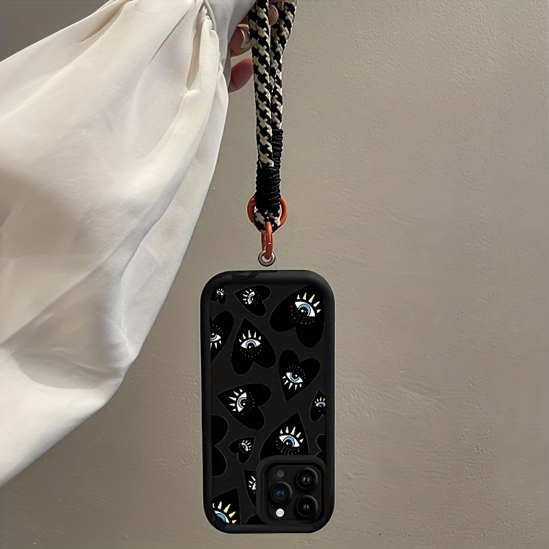 블랙 러브 하트 아이 핸드 스트랩 폰 케이스 삼성 갤럭 - Phone Cases With Straps 리뷰 및 가격