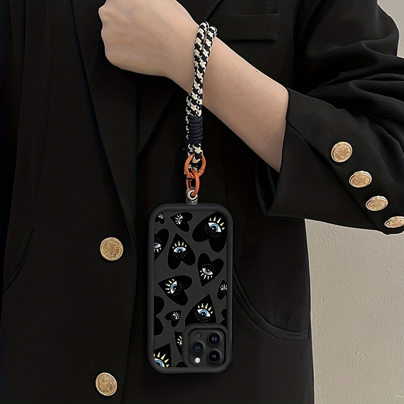블랙 러브 하트 아이 핸드 스트랩 폰 케이스 삼성 갤럭 - Phone Cases With Straps 리뷰 및 가격