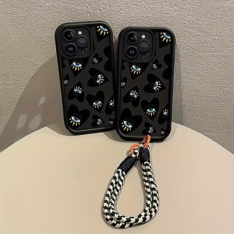 블랙 러브 하트 아이 핸드 스트랩 폰 케이스 삼성 갤럭 - Phone Cases With Straps 리뷰 및 가격
