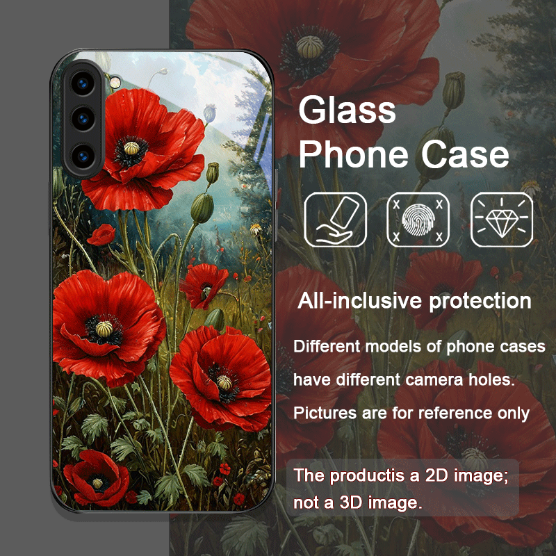 레트로 양귀비 꽃 핫 레드 프린트 강화유리 폰 케이스  - Phone Cases Galaxy S26 Ultra 리뷰 및 가격