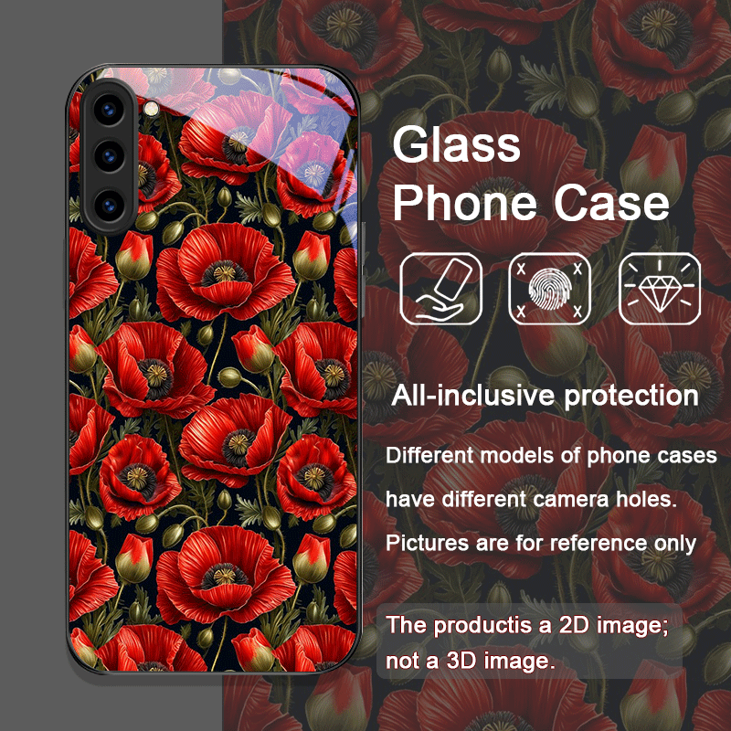 레트로 양귀비 꽃 핫 레드 프린트 강화유리 폰 케이스  - Phone Cases Galaxy S26 Ultra 리뷰 및 가격
