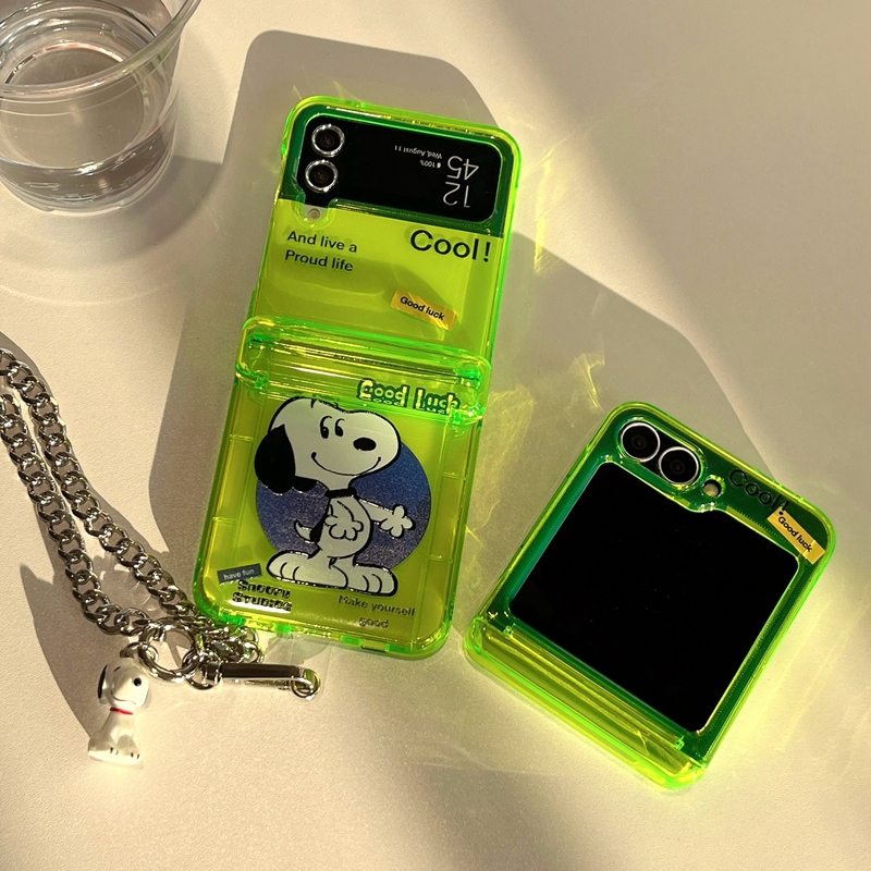 귀여운 만화 피넛 스누피 형광 그린 카드 지갑 포켓 폰 - Phone Cases With Wallet 리뷰 및 가격