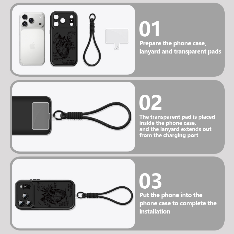 창의적인 하트 모델 패턴 랜야드 폰 케이스 아이폰 17 - Phone Cases With Straps 리뷰 및 가격