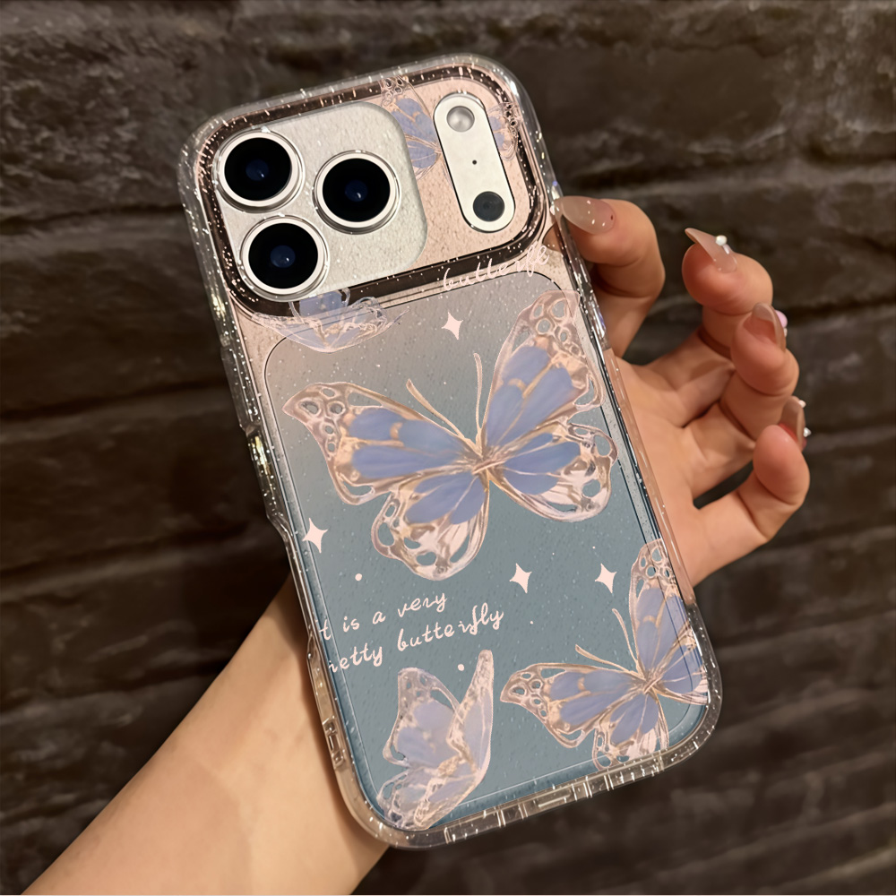 럭셔리 블루 버터플라이 투명 글리터 폰 케이스 (아이폰 - Phone Cases For Iphone 17 리뷰 및 가격