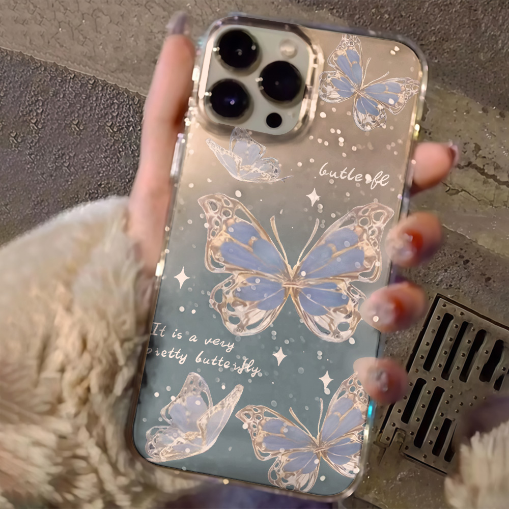 럭셔리 블루 버터플라이 투명 글리터 폰 케이스 (아이폰 - Phone Cases For Iphone 17 리뷰 및 가격