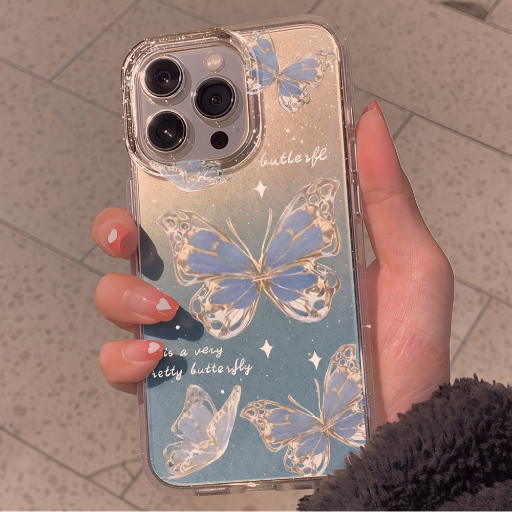 럭셔리 블루 버터플라이 투명 글리터 폰 케이스 (아이폰 - Phone Cases For Iphone 17 리뷰 및 가격