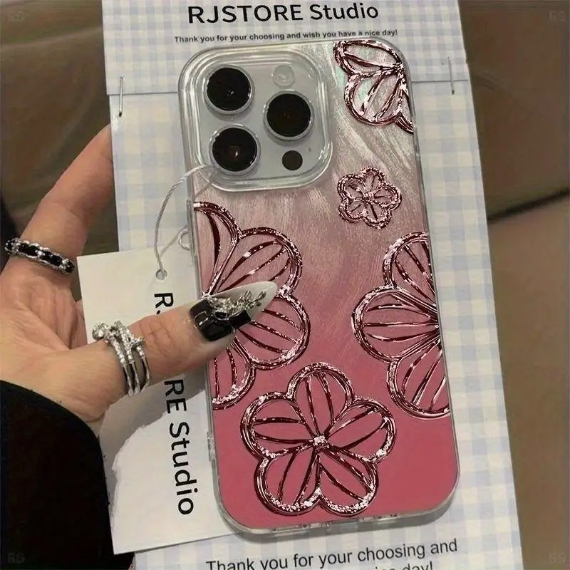 패셔너블한 그라데이션 유리 꽃 고급 깃털 실 핸드폰 케 - Phone Cases You Can Design 리뷰 및 가격