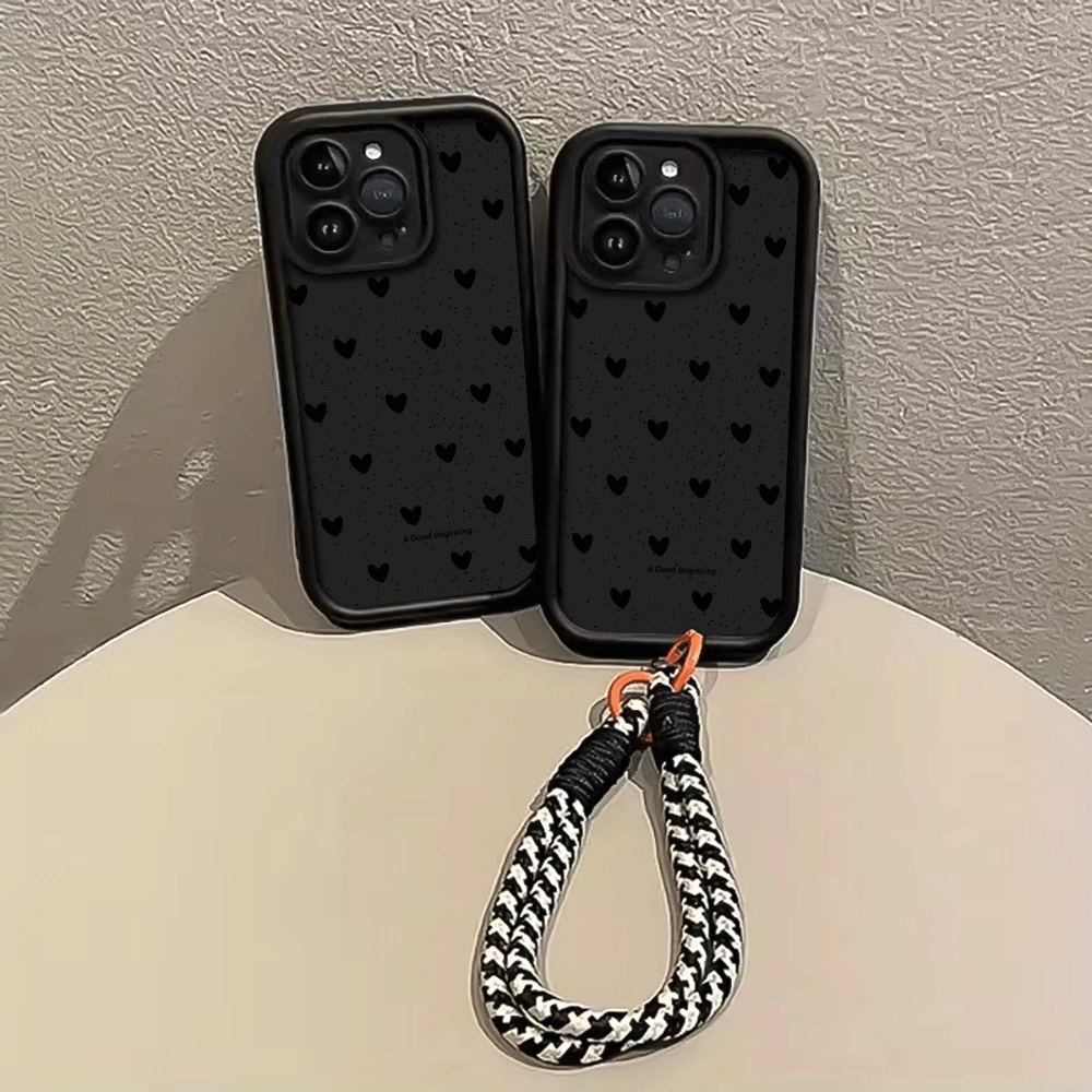 잉크 스플래터 블랙 하트 핸드 스트랩 폰 케이스 삼성  - Phone Cases With Straps 리뷰 및 가격